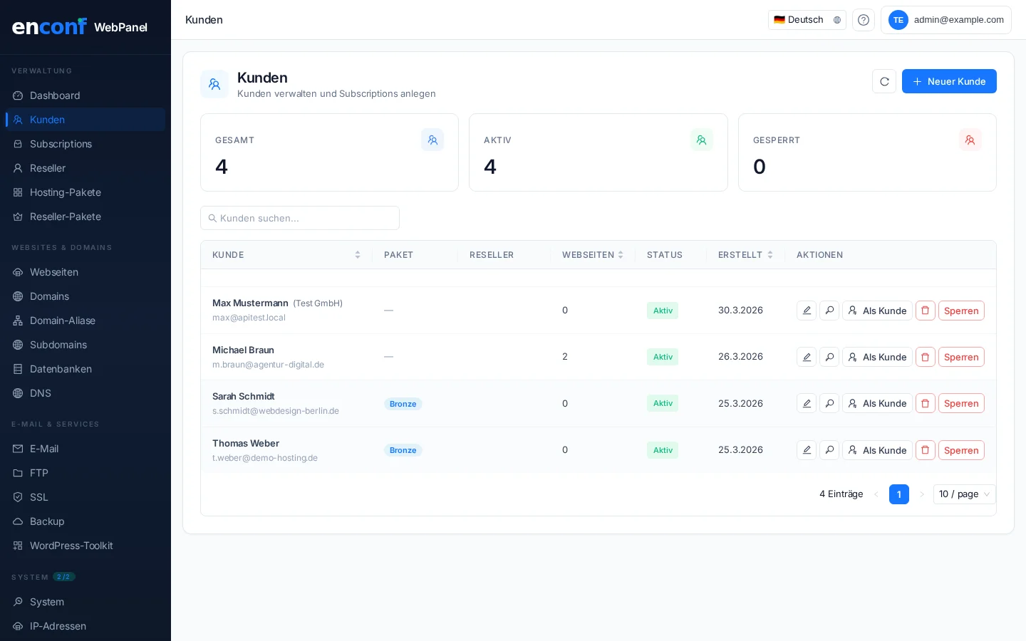 Hosting panelinde m&uuml;şteri y&ouml;netimi